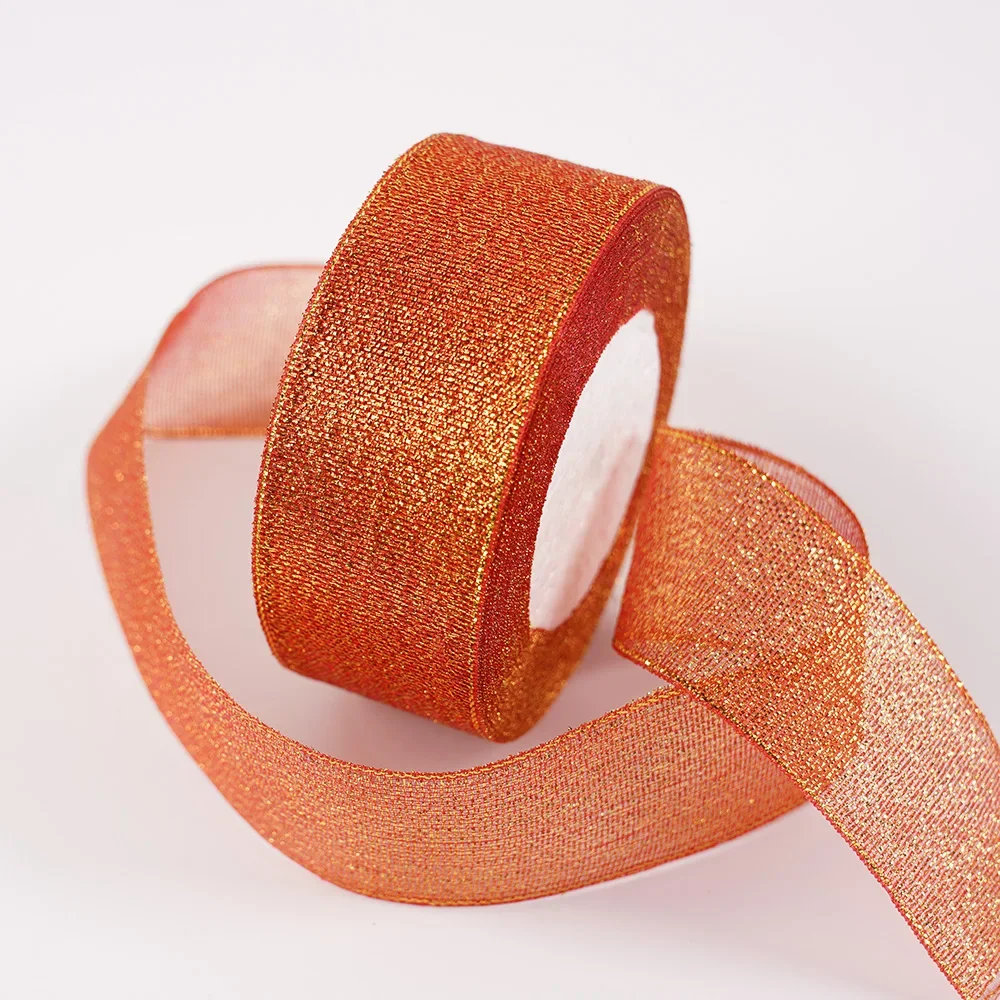 Glitter Organza Ribbon Bow for Decorations and Gift Wrapping, 40mm x 22m