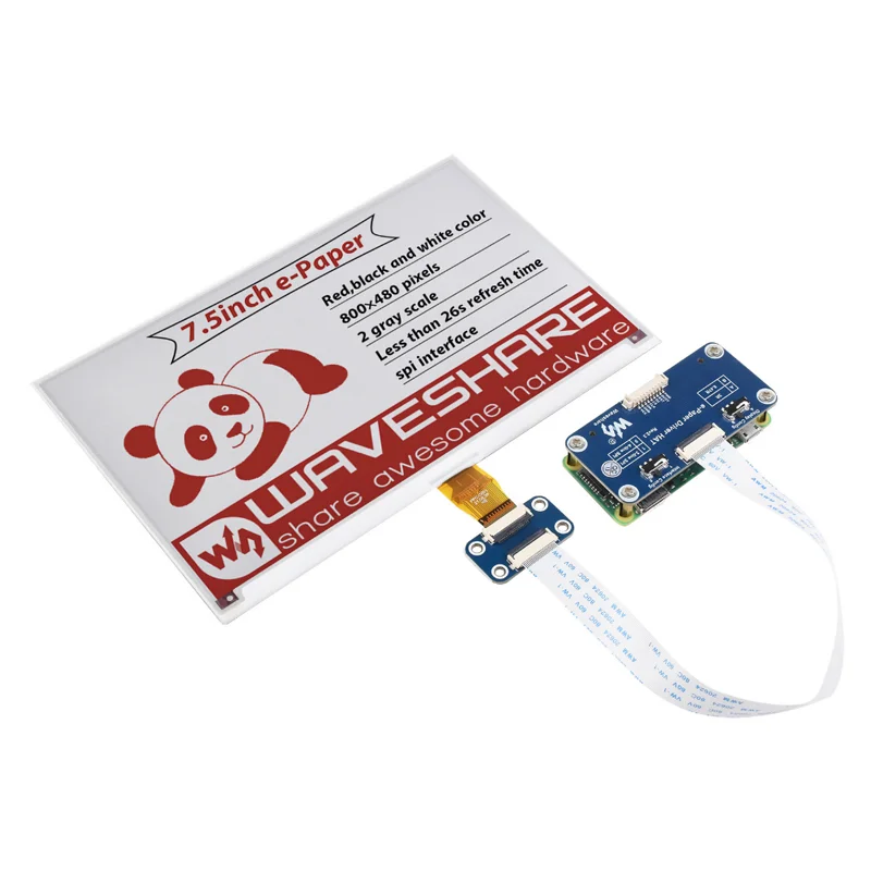 Display e-Paper E-Ink da 7,5 Pollici per Raspberry Pi, HAT 800×480 Interfaccia SPI Rosso / Nero / Bianco 7,5 Pollici per Arduino STM32 Jetson Nano - immagine 3