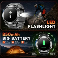 Montre connectée militaire T-RX4 Ultra GPS pour hommes, écran AMOLED de 1.7 pouces, boussole, étanche 10ATM, batterie 850mAh, appel Bluetooth 6