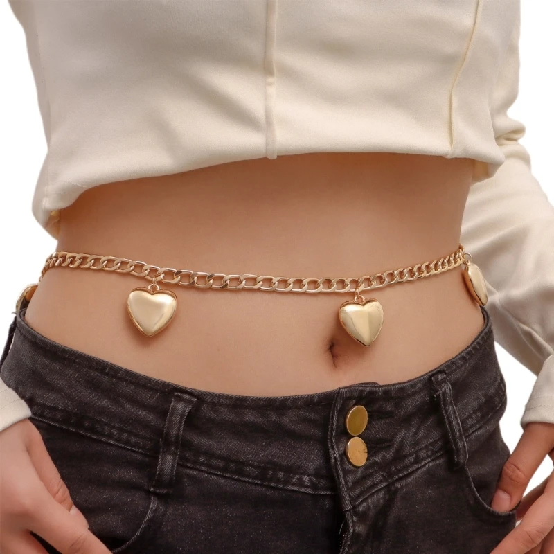 

2XPC Waist Chain for Woman Dangle Heart Adjustable Body Chain Jewelry