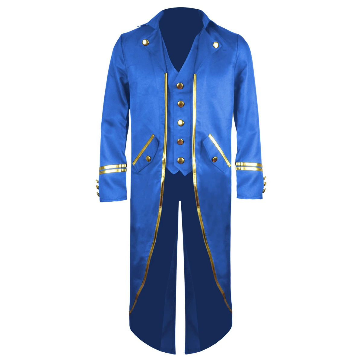 Halloween Costume Men Tuxedo Medieval Vintage Costume Male Mid-Length Punk Vintage Gilt Tuxedo Stage Performance Clothing