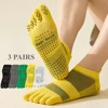 3 Pairs Men Toe Socks with Grip Non-slip Five Finger Socks Summer Mesh High Quality Cotton Ankle Socks Anti-slip