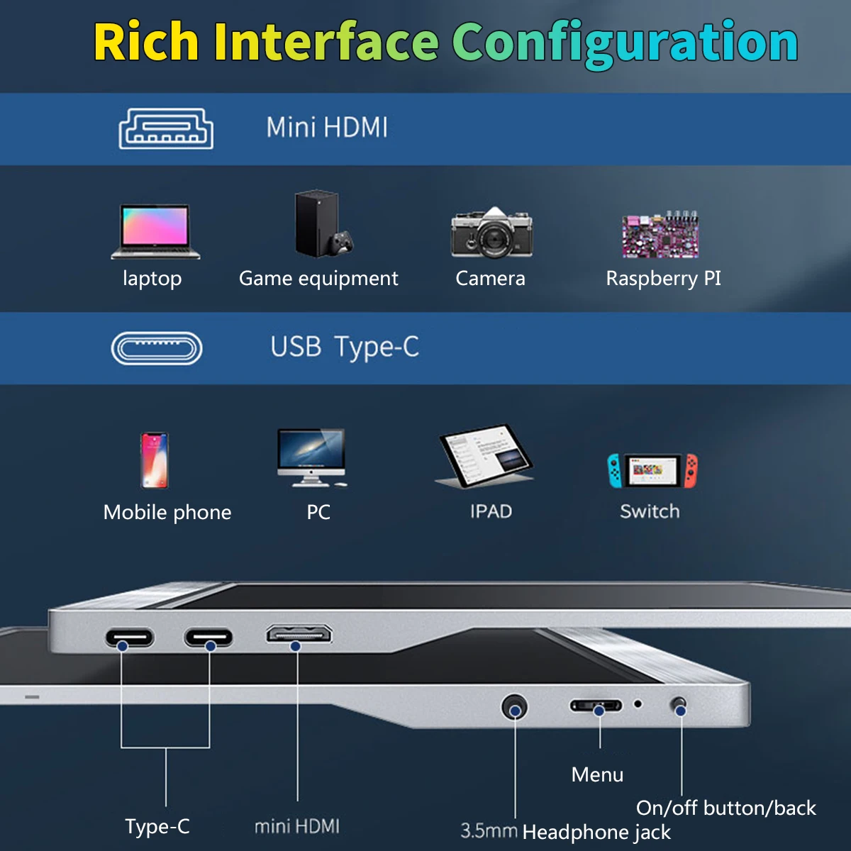 Bimawen ޴    ġ ũ 100% USB C  , Ʈ PC ȭ ֿܼ, 15.6 ġ, 1080P