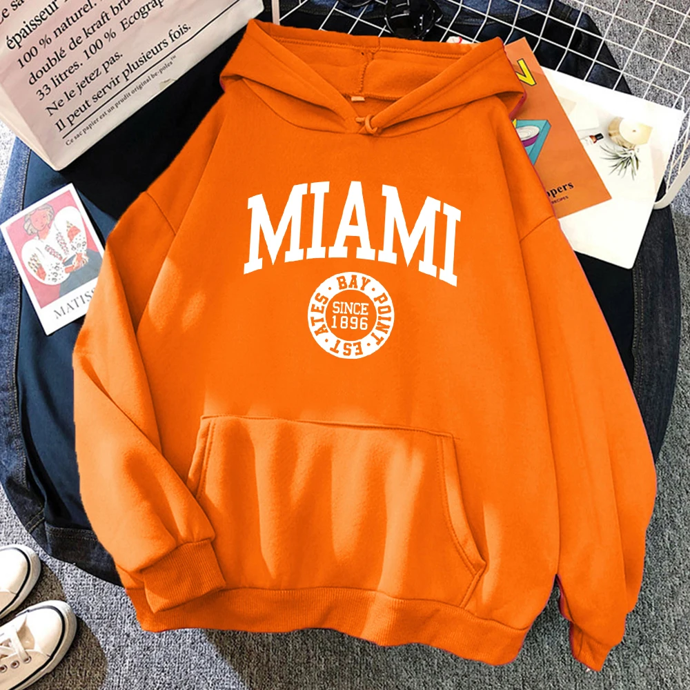 Miami Since 1896 Letter Printing Hoodies Women All-Match