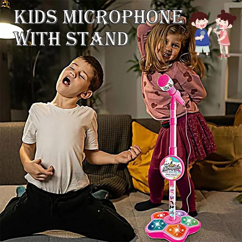 Kids Karaoke Microphone With Stand And Sound Effects For Singing_voghion.com