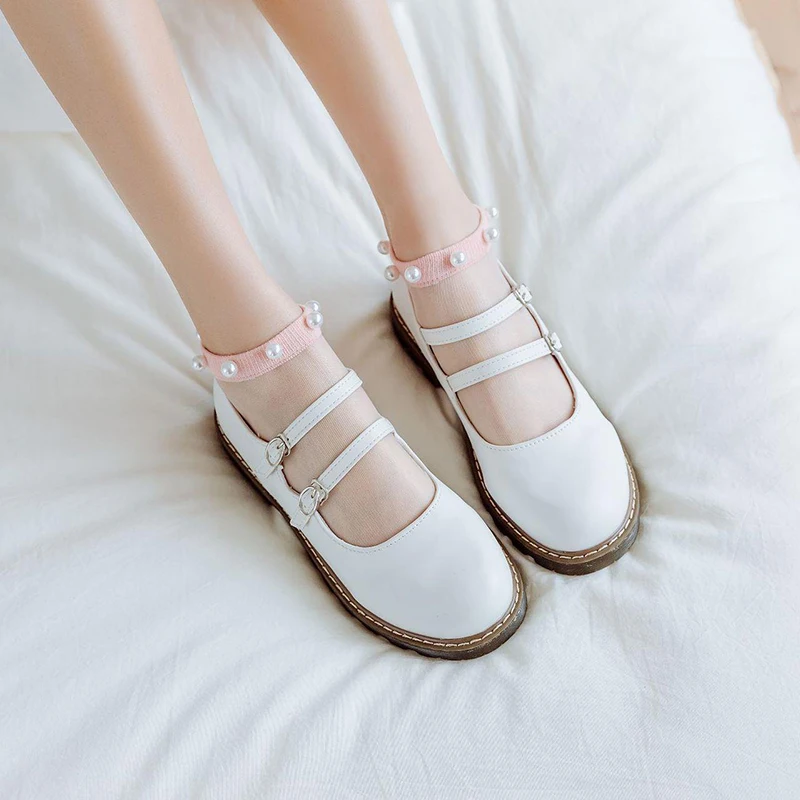 Chic Women Socks Spring New Fashion Ankle Female Breathable Thin Pearl Summer Korean Style Invisible Funny Lace Socks