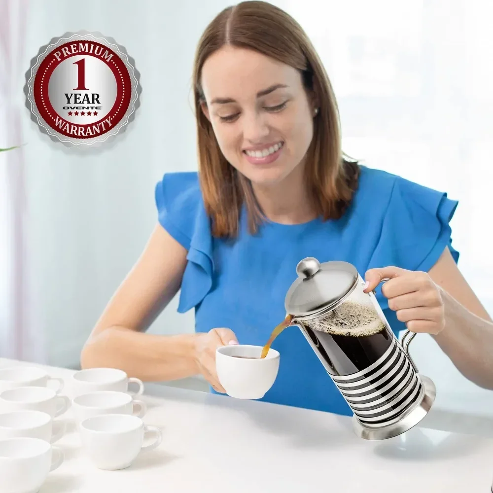 Description Picture 2 of itemFrench Press Coffee Maker,Stainless Steel Coffee Percolator  Durable Heat Resistant Glass,Portable Easy Clean Pitcher Teapot