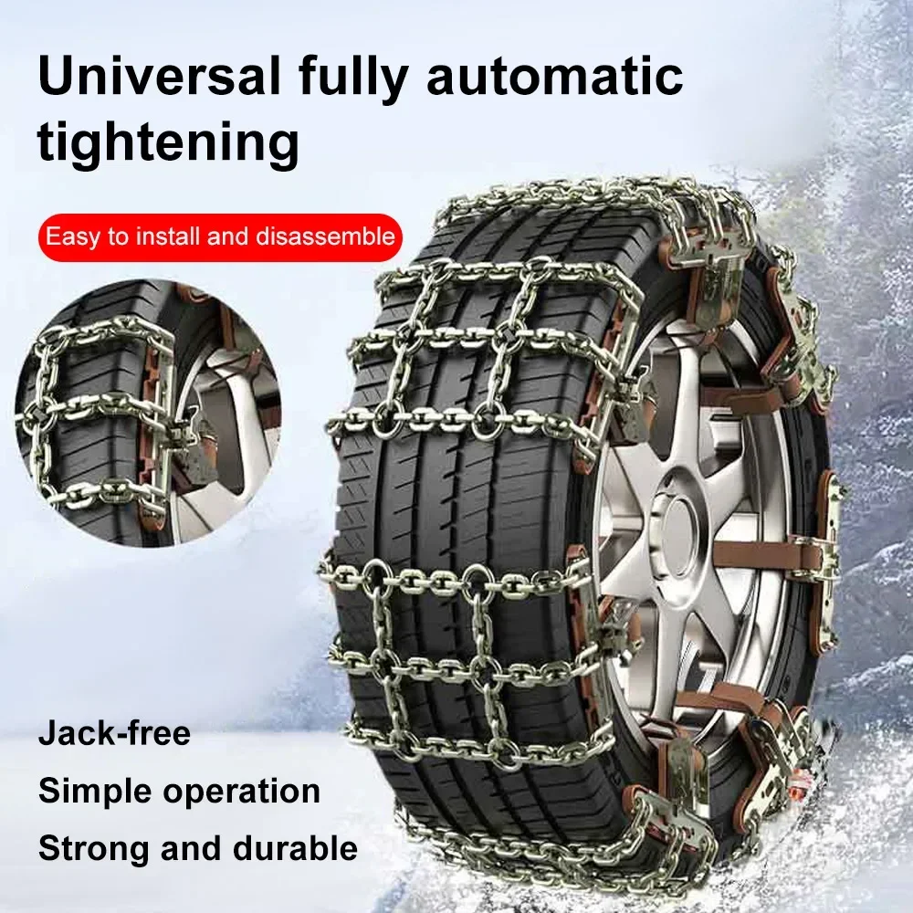 Car Tire Snow Chains Auto Tire Anti-skid Chain Snow Mud Sand Metal Anti-skid Chain 165-265mmm for Car SUV Tires Chains tire chains