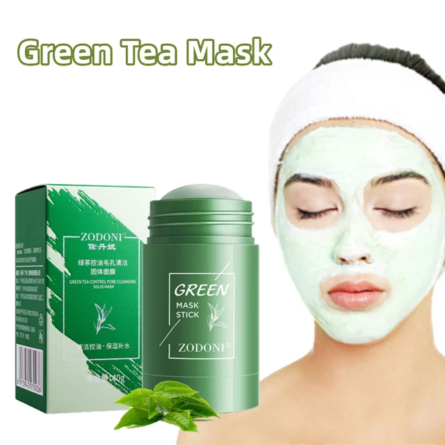 Green Tea Mask Stick, Green Mask Stick Blackhead Remover and Deep Cleansing  Oil Control and Anti-Acne Solid and Fine, Suitable for All Skin Types