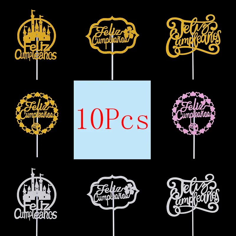 Spanish Cake Topper Happy Birthday Party Decoration Flowers Cake Baking