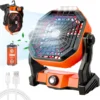 USB Portable Rechargeable Adjustable Speed Lantern Camping Fan With Led Lights For Tent 7800mAh Battery Operated Powered 1
