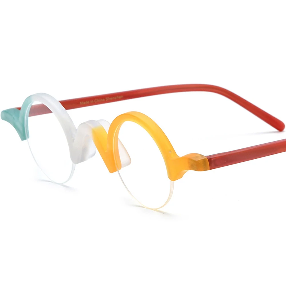 Colorful Round Acetate Glasses Frame for Men Women Fashion Design Optical Glasses can be equipped with myopia Eyeglasses frame