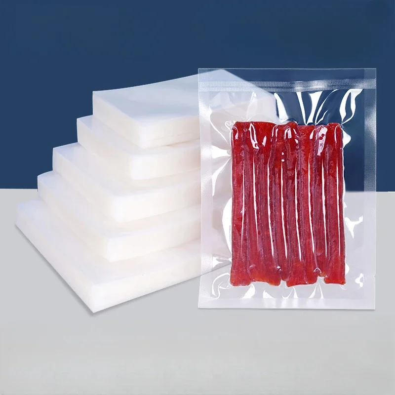 

100 Pcs Smooth Transparent Vacuum Bag Thick Compressed Food Packaging Plastic Sealed Food Grade Preservation Special Bag