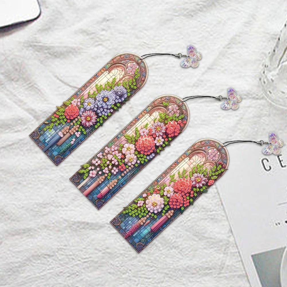 DIY Diamond Bookmark Art Project Kit with Crystal Pendant