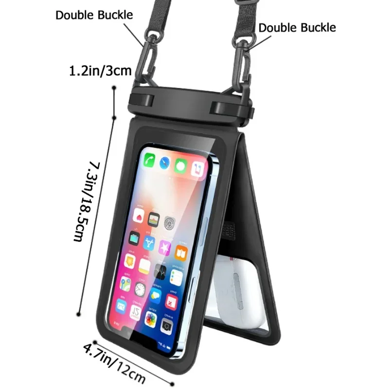 Waterproof Mobile Phone Bag Double Pocket Large Swimming Beach Storage Wallet Cards Pouch Dry Bags Photo Hanging Neck Water Park