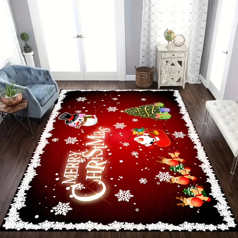 Christmas Santa Claus Snowman Carpet for Living Room Decor Sofa Table Large Area Bedroom Bedside Foot Pad Navidad Decoration