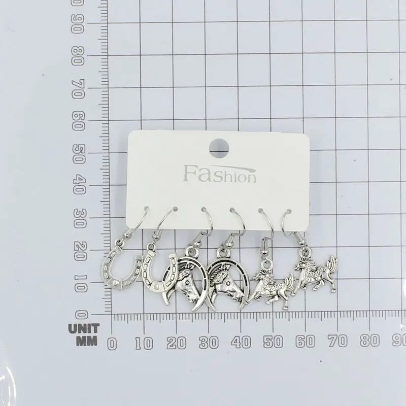 3Prs Drop Earrings Good Luck Horse Horseshoe Earrings Set For Women Friends Cowgirl Gifts Brincos Pendientes Cерьги 6