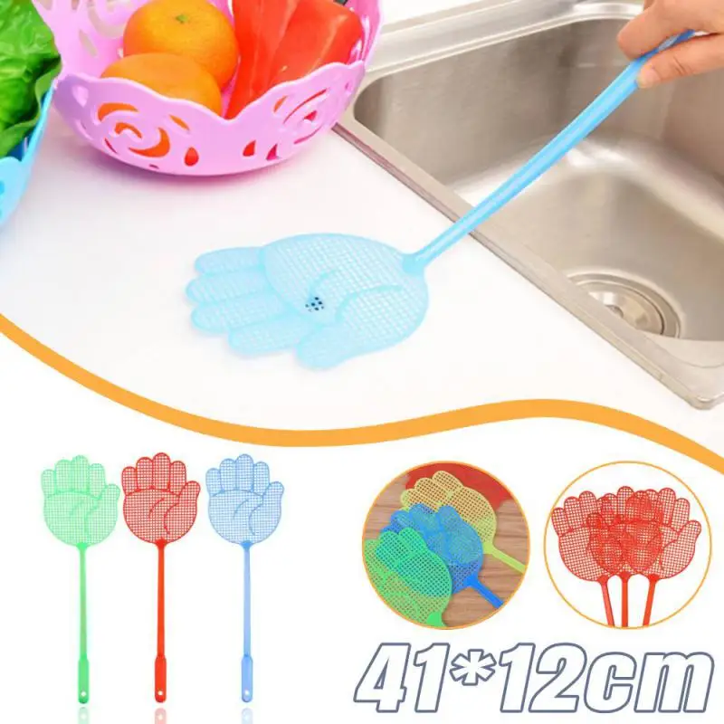 

1Pcs Cute Palm Pattern Plastic Fly Swatter Lightweight Household Flapper Mosquito Bug Zapper Pest Control Color Random New Hot