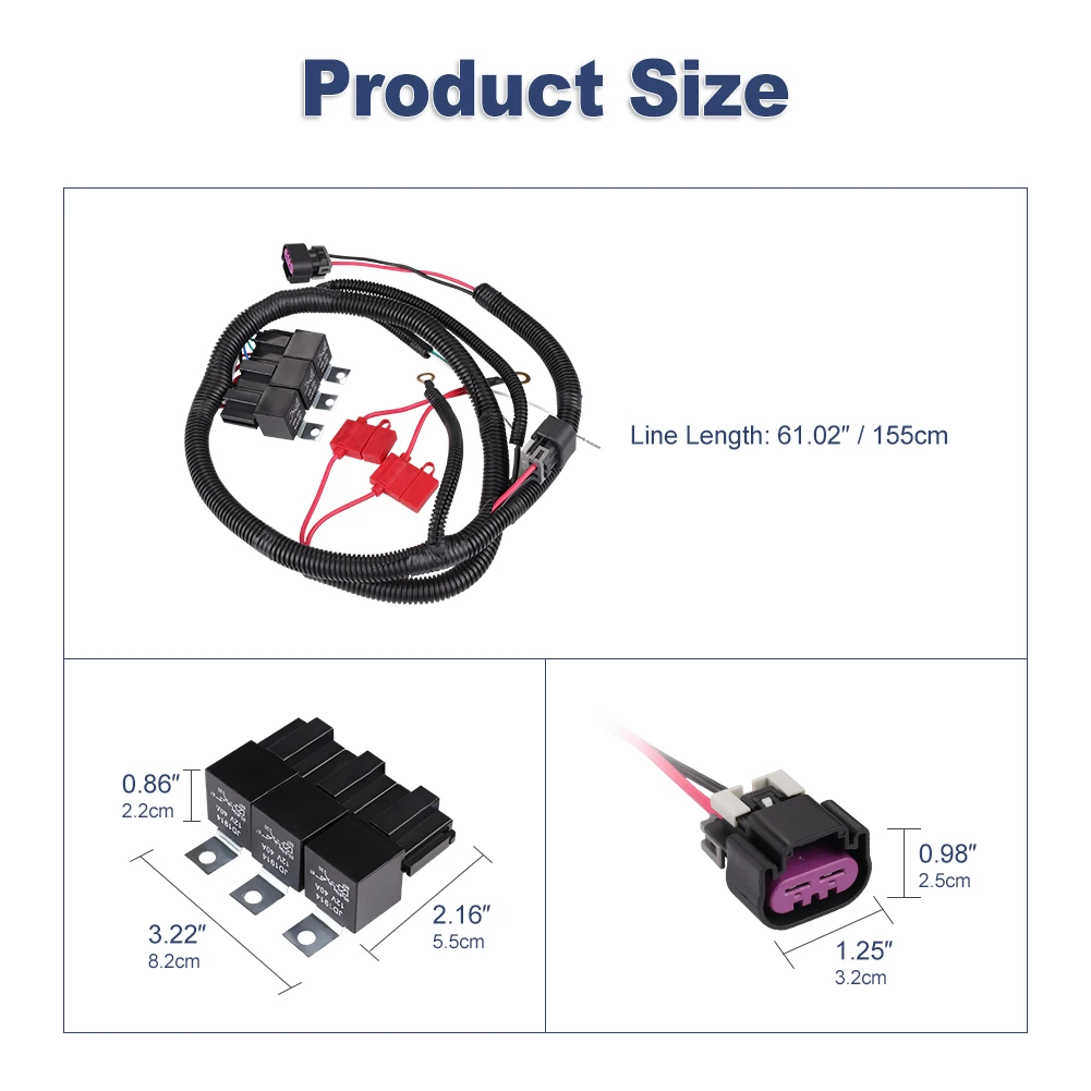 Dual Electric Fan Upgrade Wiring Harness Kit For Chevy GMC GM Truck SUV ECU Control Electric Cooling Fan Relay Wire Harness Kit