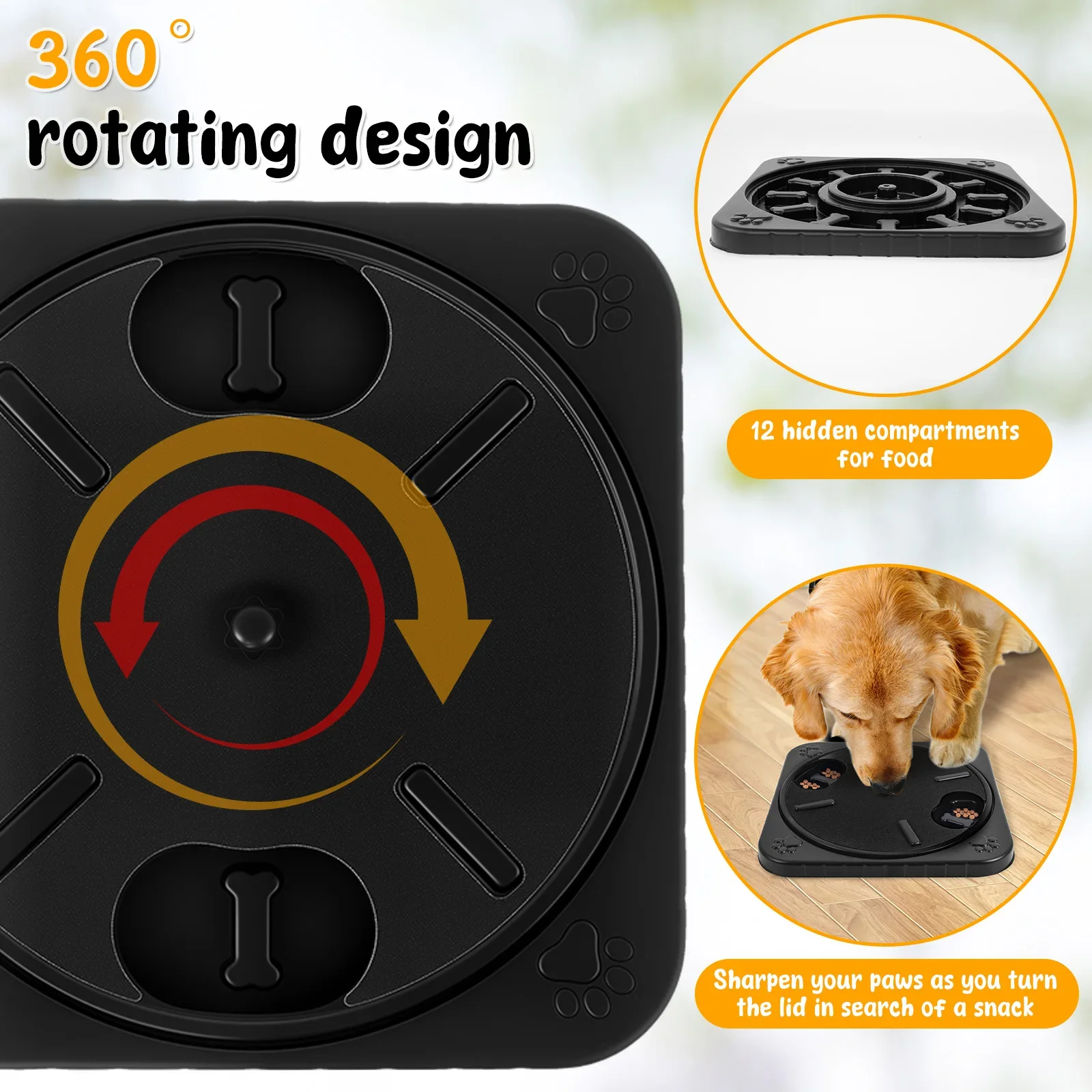 Dog nails scratch pad rotatable round pet nail file board with food storage box interactive nail grinding pad training