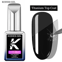 KODIES GEL Titanium Top Coat Gel Nail Polish Upgrade Super Shine Gel Top Finish  No Wipe Semi permanent UV Base Gel Foundation 1