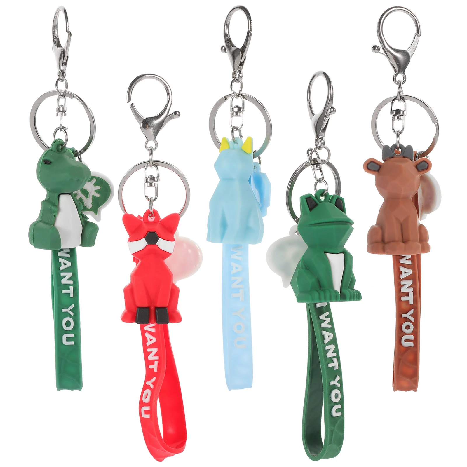 

5 Pcs Geometric Animal Keychain Keychains for Kids Commodities Home Gifts Silicone