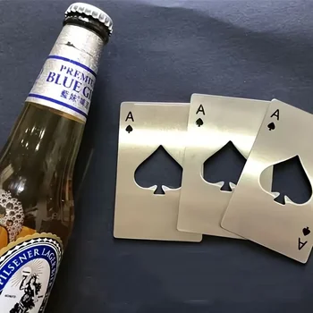 1pc Poker Shaped Steel Beer Bottle Opener, Outdoor Concealed Poker For Throwing Practice