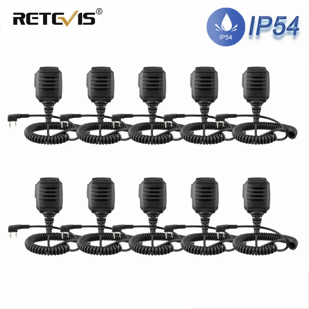 Retevis 10pcs HK006 IP54 Waterproof Microphone Walkie Talkie PTT Speaker For Kenwood Baofeng UV5R UV82 H777 RT22 Two-way radio baofeng radio speaker ptt microphone for two way radio walkie talkie uv 5r uv 5ra uv 5re bf uv82 bf 888s gt 3 microphone speaker