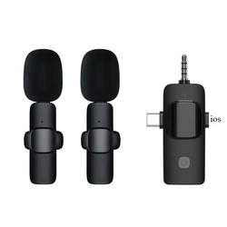 Compact Wireless Lavalier Microphone with Noise Cancelling for Interviews and Vlogging (2 Microphones K13)