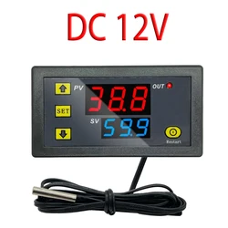 Compact Digital Temperature Controller with Thermostat and Sensor (DC 12V)