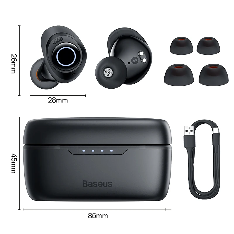 MA10 Pro ワイヤレスイヤホン ブラック Baseus Bowie MA10 Pro ANC Wireless Earphones 48dB Hybrid ANC