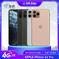 Original Apple iPhone 11 Pro 4G LTE Mobile Phone NFC 64/256/512GB Face ID 5.8" 12MP 4K@60fps A13 Bionic Hexa-Core IOS SmartPhone