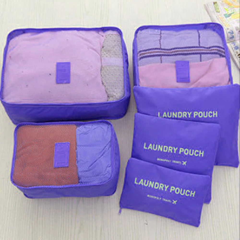 6-Piece Portable Travel Packing Organizers Set for Women: Luggage, Clothes, and Shoes Bags