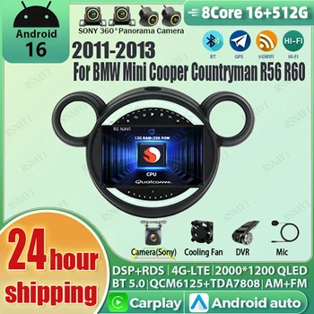 Radio Multimedia para Auto con Pantalla 2K y Android 16 Carplay para BMW Mini Cooper Countryman R56 R60 2011-2013, Sistema de Navegación Estéreo 1