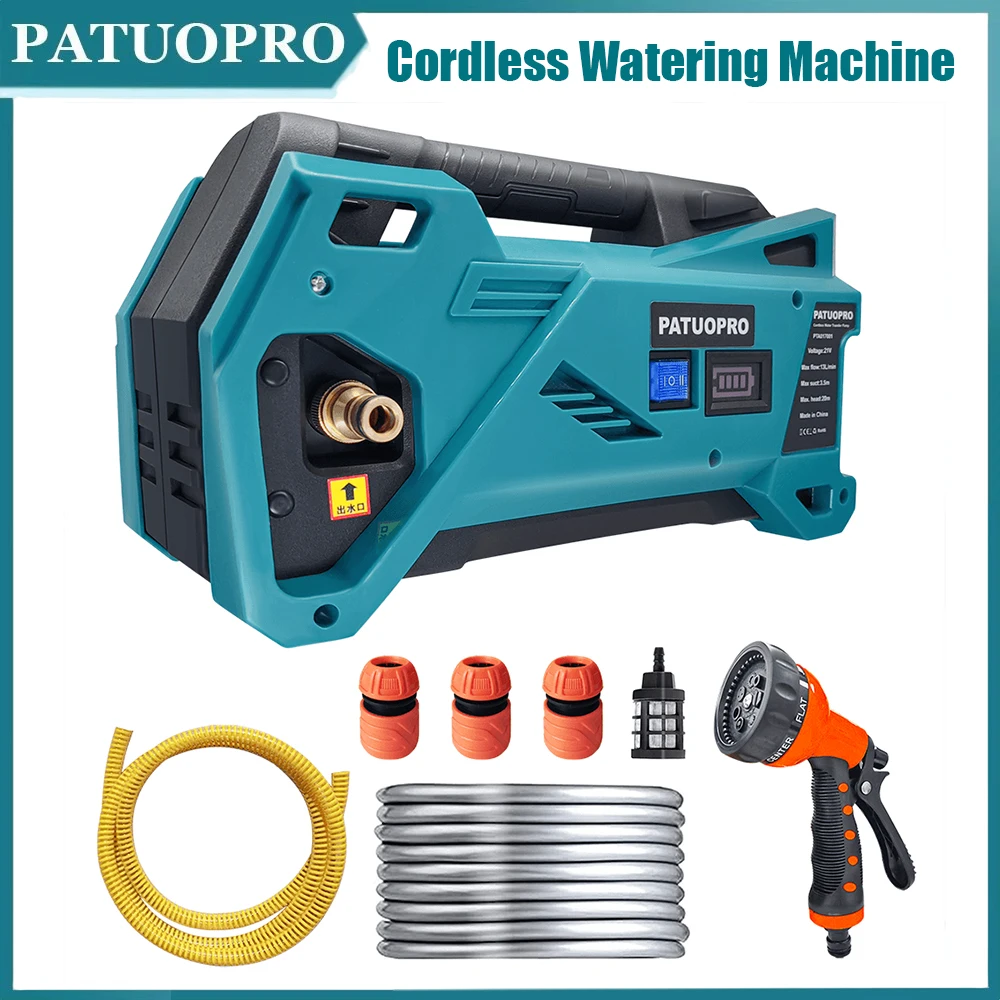 500W ไร้สายรดน้ําเครื่อง 10 M ท่อสวนปั๊มน้ําชลประทานล้างรถและทําความสะอาดเครื่องมือสําหรับ Makita 18V แบตเตอรี่ 1
