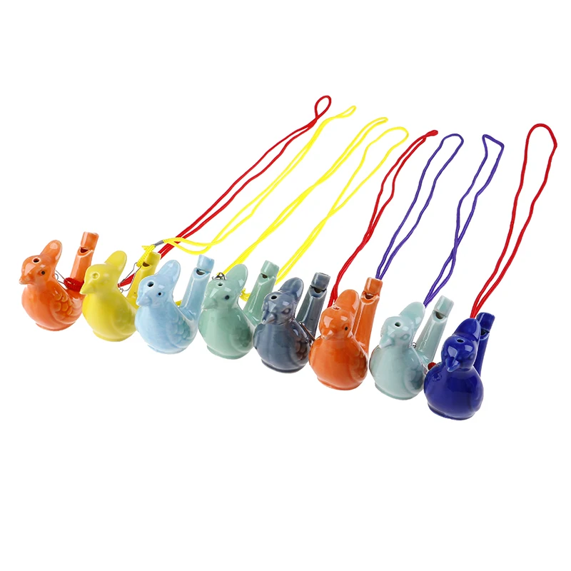 Chinese Ceramic Water Bird Whistle With Rope Vintage Funny Musical Toys 1pcs