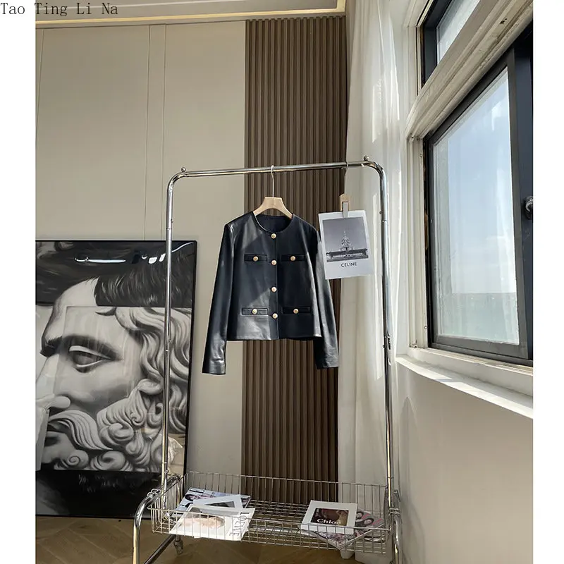 2023 Women New Spring Genuine Sheep Leather Jacket Real Sheepskin Leather Coat W20