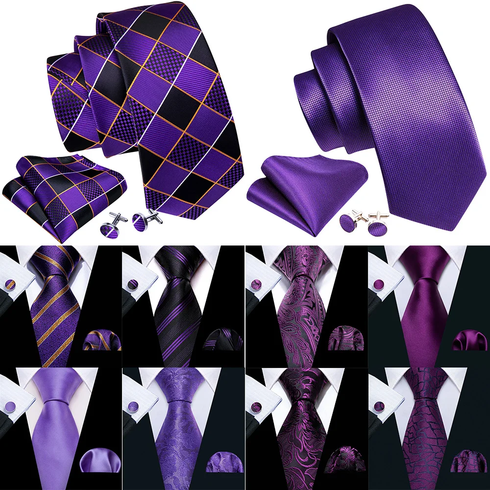 Mens Purple Plaid Striped 5cm Skinny Neck Tie