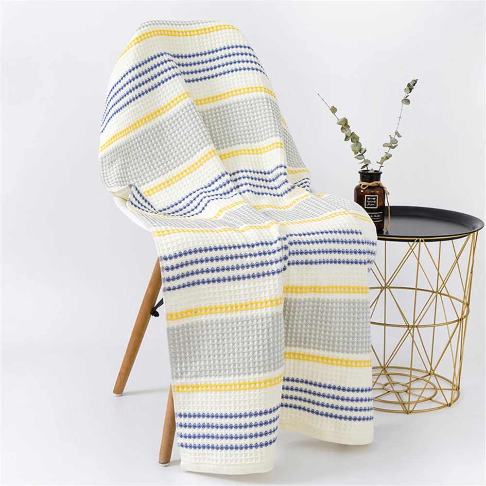 Bath Towels for Japan Style Waffle Stripe Hand Face Set for Adult Children 70*140 33*74