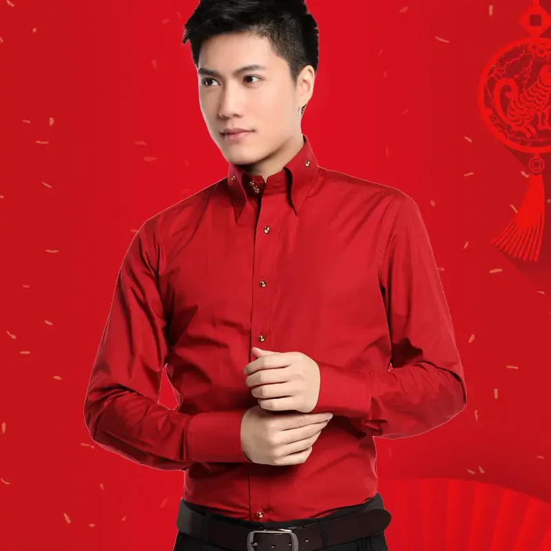 Camisa Elástica De Manga Larga Para Hombre, Camisa De Vtir Informal Elegante Con Boton Blancos Y Negros Sólidos, 2024 De 15,18 € | DHgate