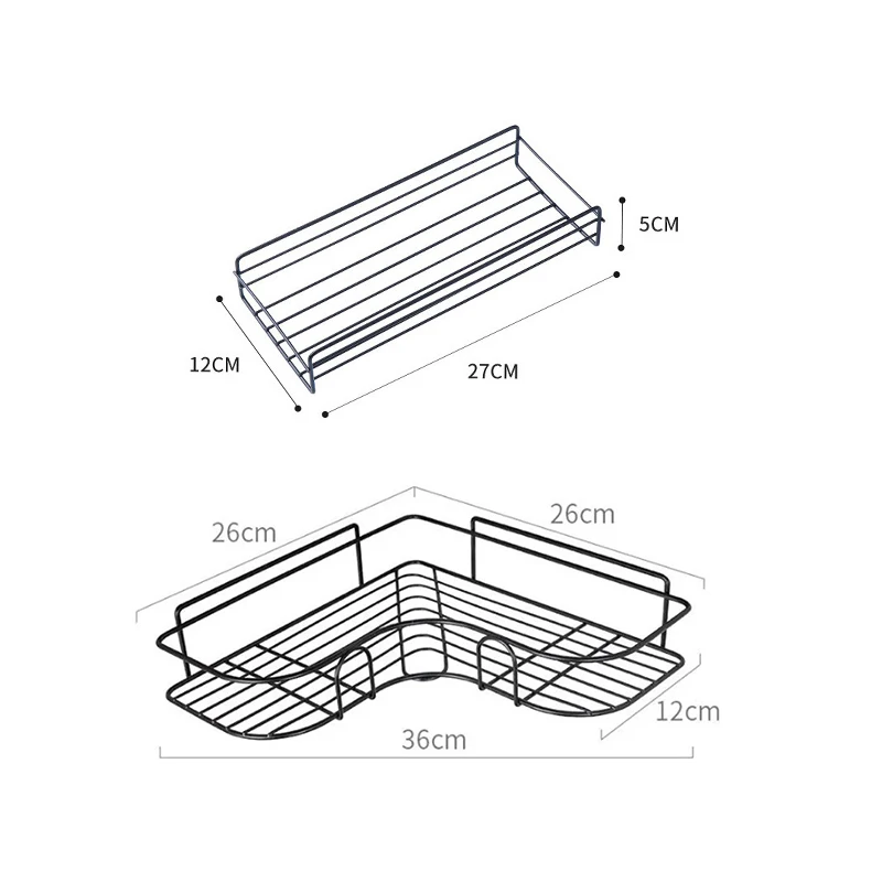 Bathroom Shelf Wall Mounted Corner Storage Shelves Shampoo Holder Cosmetic Rack Iron Shower Drain Basket Bathroom Organizer 6