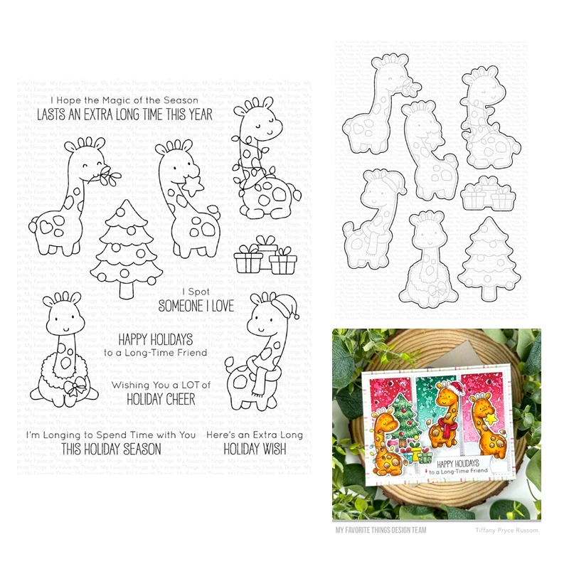 

Октябрь 2023 Новинка Рождество очень длинные праздничные пожелания Жираф прозрачные штампы вырезанные штампы Скрапбукинг для изготовления бумаги рамка карточка