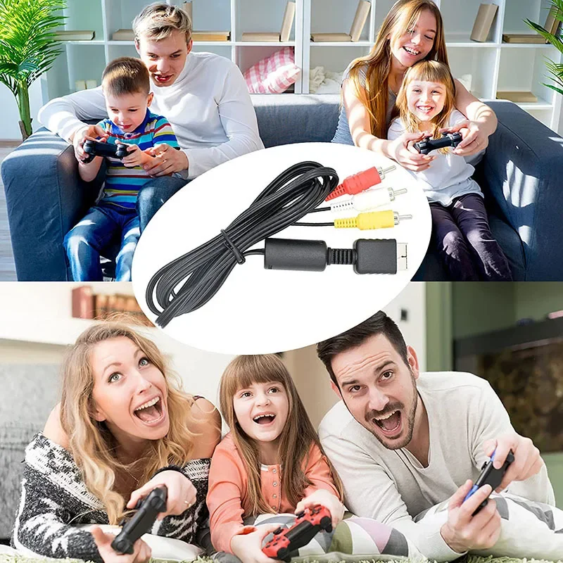 PS3 PS2 PS1 플레이스테이션 6피트/1.8미터 AV 케이블 스플리터 RCA 오디오 비디오 연장 코드 모니터 TV RCA 와이어 컨버터 어댑터