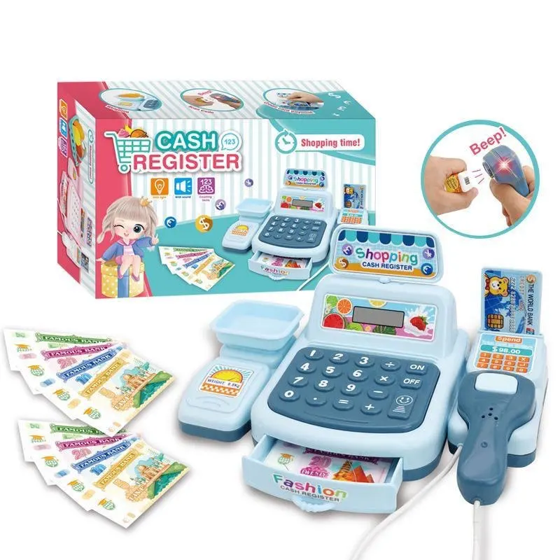 Cash Register Playset Children Play Home Sound And Light Simulation Supermarket Convenience Store Mini Role Play