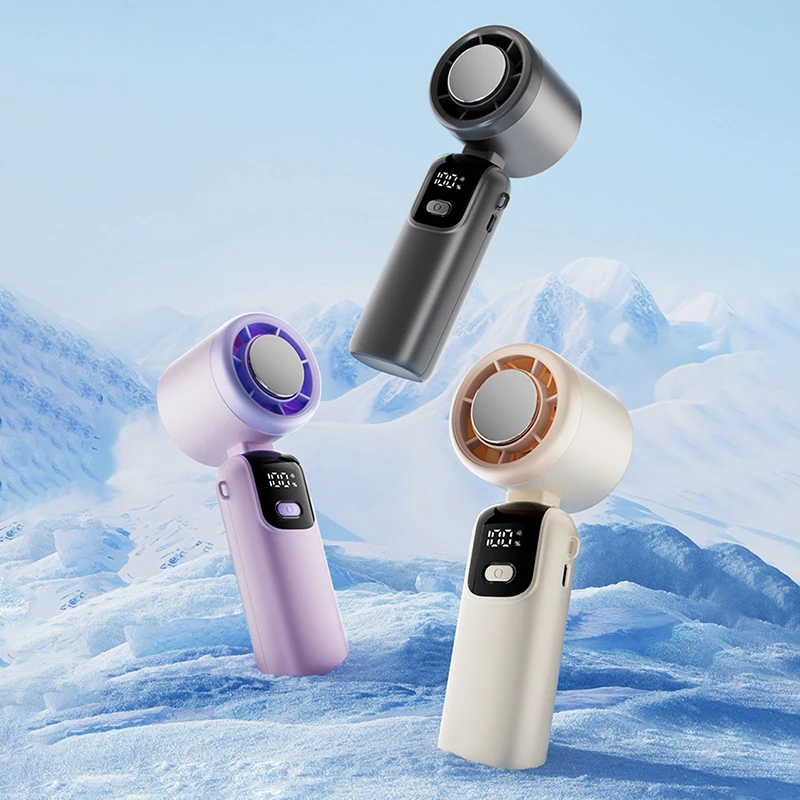 Refrigeration Handheld Electric Fan High-speed Violent Turbo Fan Folding Neck Hanging Ice Pack Small Fan Office Outdoor New