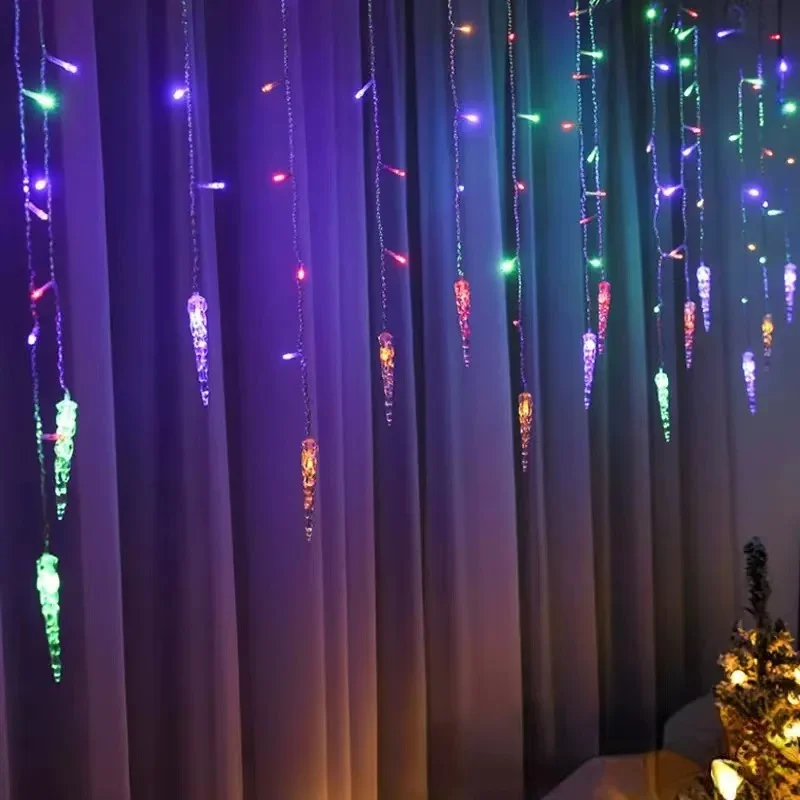 Iluminación LED de Navidad, cortina de copos de nieve, pilar de hielo, 3M, cascada, casa, jardín, terraza, decoración navideña, 2024