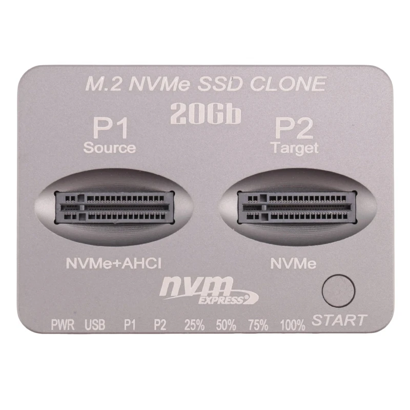 M.2 NVME SSD 클론 듀얼 베이 Nvme 도킹 스테이션, M2 SSD 및 M 키 SSD용 C 타입 외장 하드 디스크 박스, USB3.2 Gen2