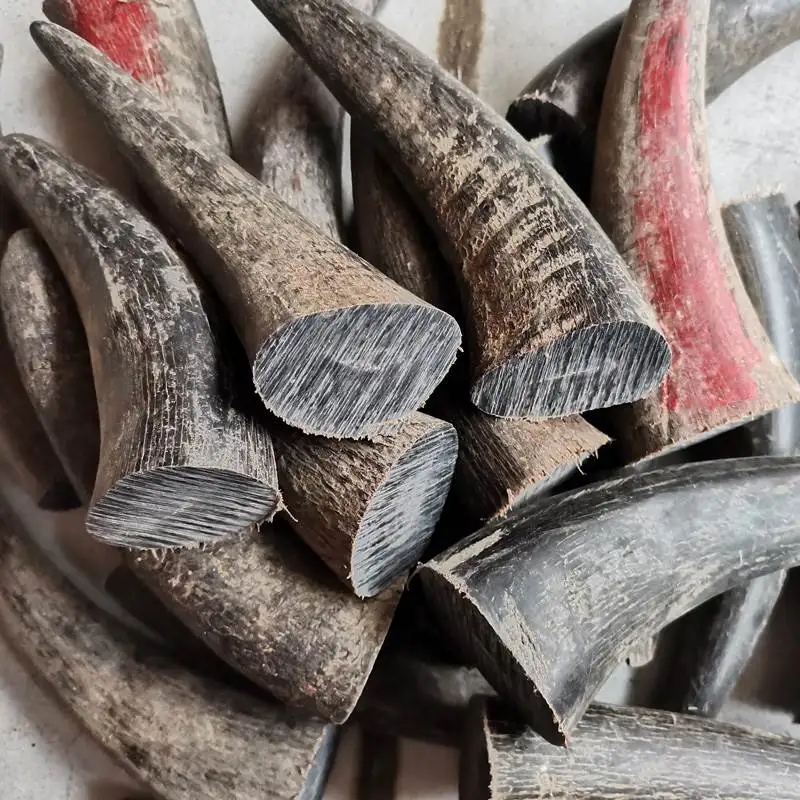 Natural Black Buffalo Horn Pointed Full Solid Raw Material DIY Handicrafts Carving Stamp Knife Handle Hand String Buddha Bead