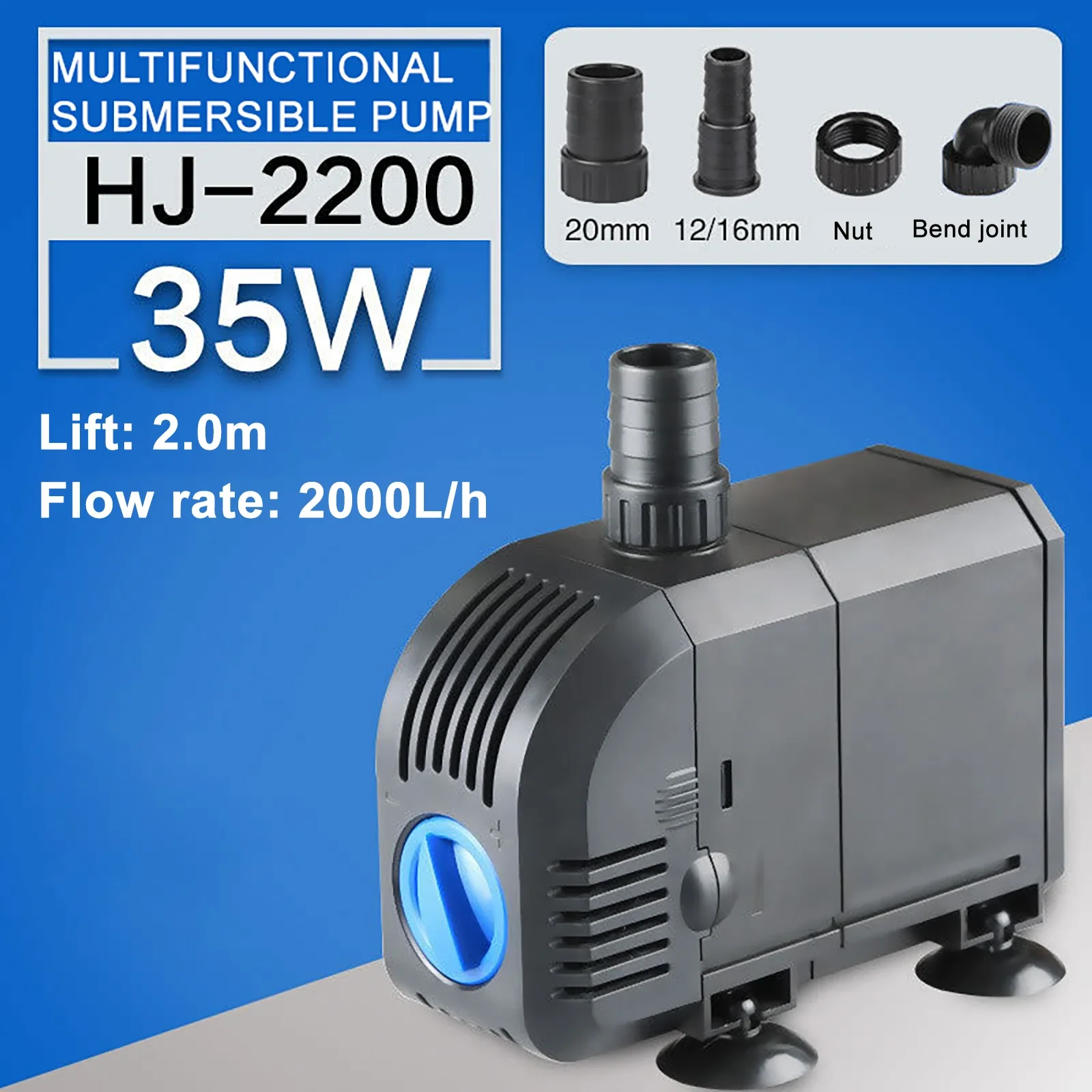ตัวเลือกสินค้า 500—3000L/H อัจฉริยะบ่อปลา Aquarium ปั๊มน้ํา 220-240V 50Hz ULTRA-Quiet ถังปลาน้ําพุน้ําปั๊มกรอง