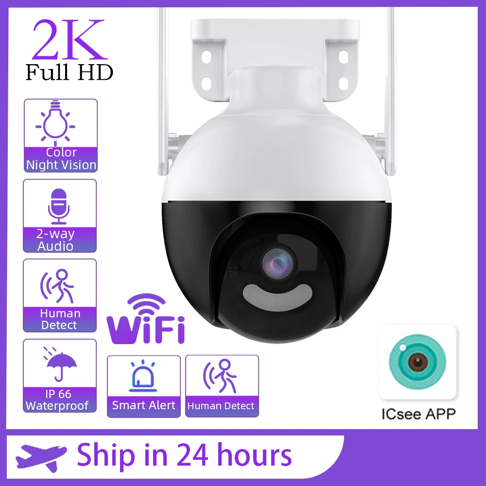 

4MP PTZ IP Camera Wireless Two Way Audio Outdoor Video Surveillance Color Night Vision 2K Security AI Track CCTV Camera WIFI